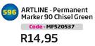 Artline-Permanent Marker 90 Chisel Green(MFS20537)-Each