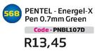 Pentel-Energel-X Pen 0.7mm Green(PNBL107D)-Each