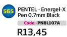 Pentel-Energel-X Pen 0.7mm Black(PNBL107A)-Each