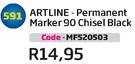 Artline-Permanent Marker 90 Chisel Black(MFS20503)-Each