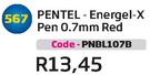 Pentel-Energel-X Pen 0.7mm Red(PNBL107B)-Each