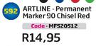 Artline-Permanent Marker 90 Chisel Red(MFS20512)-Each