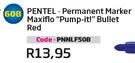 Pentel-Permanent Marker Maxiflo"Pump-it!" Bullet Red(PNNLF50B)-Each