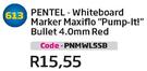 Pentel-Whiteboard Marker Maxiflo"Pump-It!" Buller 4.0mm Red(PNMWL5SB)-Each