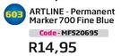 Artline-Permanent Marker 700 Fine Blue(MF520695)-Each