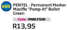 Pentel-Permanent Marker Maxiflo"Pump-it!" Bullet Green(PNNLF50D)-Each