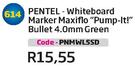 Pentel-Whiteboard Marker Maxiflo"Pump-It!" Buller 4.0mm Green(PNMWL5SD)-Each