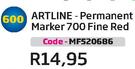 Artline-Permanent Marker 700 Fine Red(MF520686)-Each