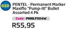 Pentel-Permanent Marker Maxiflo"Pump-it!" Bullet Assorted 4 PK(PNNLF504W)-Each