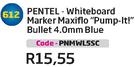 Pentel-Whiteboard Marker Maxiflo"Pump-It!" Buller 4.0mm Blue(PNMWL5SC)-Each