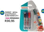 Parrot-White -Board Markers Bullet Wallet Of 4(PPPW0401A)-Each