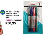 Parrot-White Board Markers Slimline Carded-4PK-Each