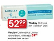 Yardley Oatmeal Oil Control Foundation-30ml 