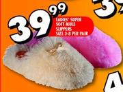 Ladies' Super Soft Mule Slippers Size 3-8-Per Pair 
