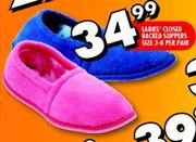 Ladies' Closed Backed Slippers Size 3-8-Per Pair 