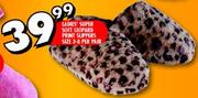 Ladies' Super Soft Leopard Print Slippers Size 3-8-Per Pair 