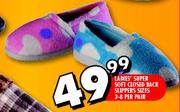 Ladies' Super Soft Closed Back Slippers Sizes 3-8 -Per Pair 