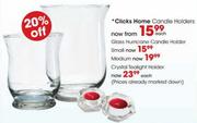 Clicks Home Glass Hurricane Candle Holder Medium-Each 