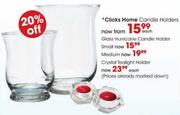 Clicks Home Glass Hurricane Candle Holder Small-Each