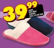 Ladies Soft Mule Slippers-Sizes (3-8) Per Pair