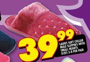 Ladies Soft Collar Mule Slipper With Small Hearts-Sizes (3-8) Per Pair