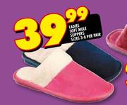 Ladies Soft Mule Slippers Sizes-3-8 Per Pair
