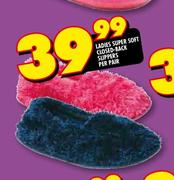 Ladies Super Soft Closed Back Slippers-Per Pair