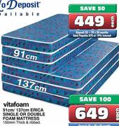Vitafoam 91cm Erica Single Or Double Foam Mattress Each