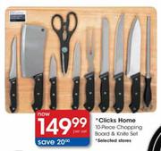 Clicks Home Chopping Board & Knife Set-10 Piece