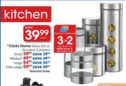 Clicks Home Glass Dot Or Panelled Canisters Medium