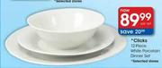 Clicks White Porcelain Dinner Set-12 Piece