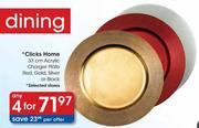 Clicks Home 33cm Acrylic Charger Plate Red, Gold, Silver & Black-4's 