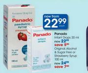 Panado Original Alcohal & Sugar Free or Strawberry Syrup-100ml