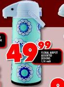 Floral Airport Assorted Design Flask-1.9L Each