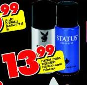 Playboy/Status Deodorant for Men-150ml Each