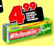 Whitedent Toothpaste Plus Free Toothbrush