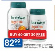 Bettaway Mega C 1000mg-60 tablets + 30 tablets Free