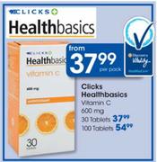 Clicks Healthbasics Vitamin C 600mg-100 tablets per pack
