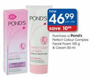 Pond's Perfect Colour Complex Facial Foam-100g&Cream-50ml 