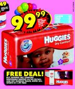 Huggies Dry Comfort Disposable Nappies Junior-44's/Maxi-50's/Midi-58's/Mini-66's Per Pack