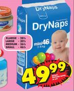 Drynaps Disposable Nappies Xlarge-28's/Large-30's/Medium-36's/Small-46's-Each
