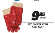 PVC Gloves with Knit Cuff-per pair