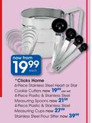 Clicks Home Stainless Steel Heart Or Star Cookie Cutlers-6 Piece Each
