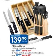 Clicks Home 12-Piece Knife Set In Wood Tray-Per Set 