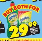 Sunlight Dishwashing Liquid/Refill Assorted-2 x 750ml
