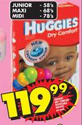 Huggies Dry Comfort Disposable Nappies Maxi-68's Per Pack