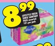 Lifestyle Fresh Sense Sanitary Pads Assorted-10's Per Pack