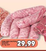 Pork/Beef/Muttons Bangers Per Kg Each