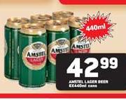 Amstel Lager Beer-6 x 440ml Cans