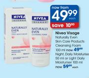 Nivea Visage Naturally Even Skin Care Night,Daily Moisturiser-50ml Or Light Daily Moisturiser-100ml